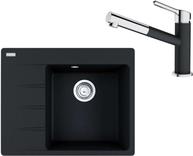 Sets - Set G223, Fragranit-Spüle cng 611-62 TL/7 und Armatur fc 3055.901, schwarz matt/chrom 114.0675.668 - Franke