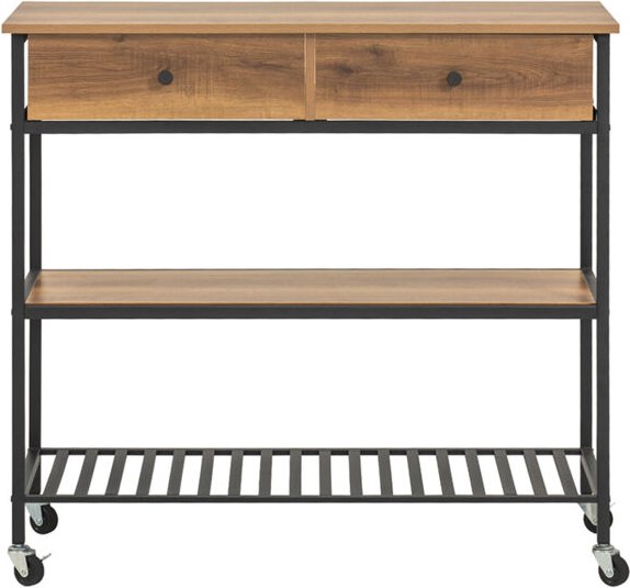 SoBuy FKW112-PF Küchenwagen Servierwagen Küchenregal mit 4 Rollen Kücheninsel Flurschrank Sideboard Beistelltisch mit 2 ...