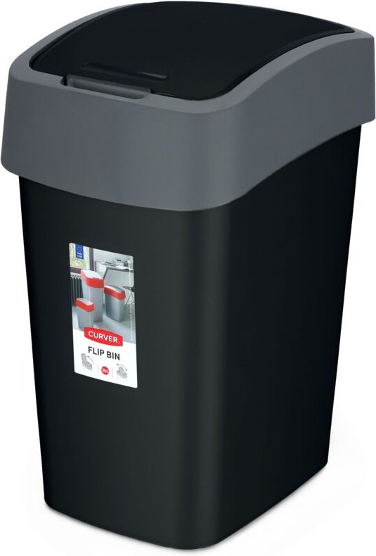 Curver Flip Bin 50L Abfallbehälter, schwarz