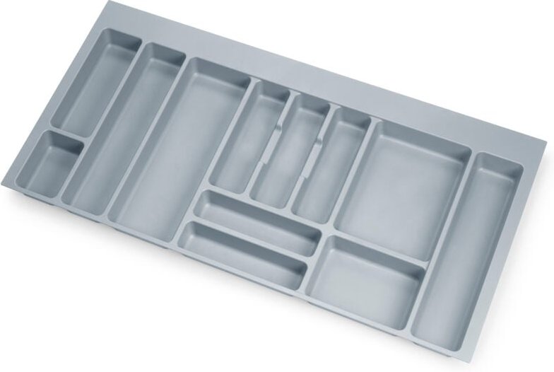 Besteckeinsatz Optima für Universalschublade, Modul 1.000mm, Kunststoff, Grau - Grau - Emuca