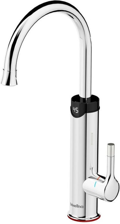 Elektrischer Küchenarmaturen mit Durchlauferhitzer led Digitalanzeige Elektrischer Wasserhahn Küche 360° Drehung Spültis...