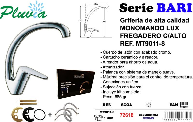 Pluvia Einhebelmischer 'Bari Lux' für Spülbecken mit hohem Auslauf