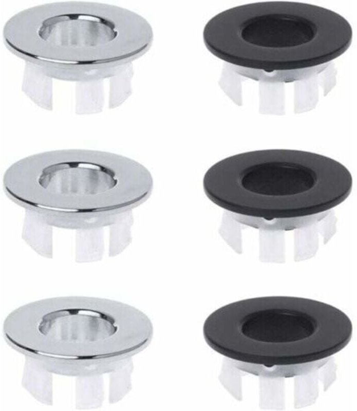 Jalleria - 6-teiliger Spülbecken-Überlaufstopfen, Spülbecken-Überlaufring, Spülbecken-Überlaufring, Spülbecken-Überlaufs...