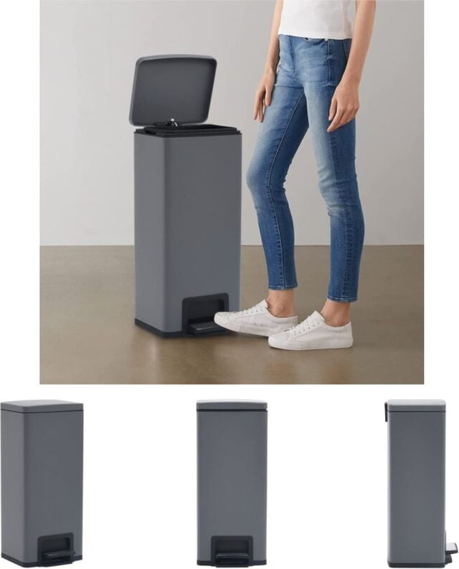 The Living Store - Mülleimer mit Pedal Anti-Fingerabdruck 30 l Grau Edelstahl - Mülltonnen & Abfalleimer - Grau