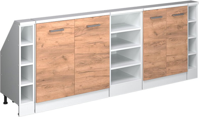 Dachschrägenschrank Rion, Weiß/Goldkraft Eiche, 5er Set, Vicco