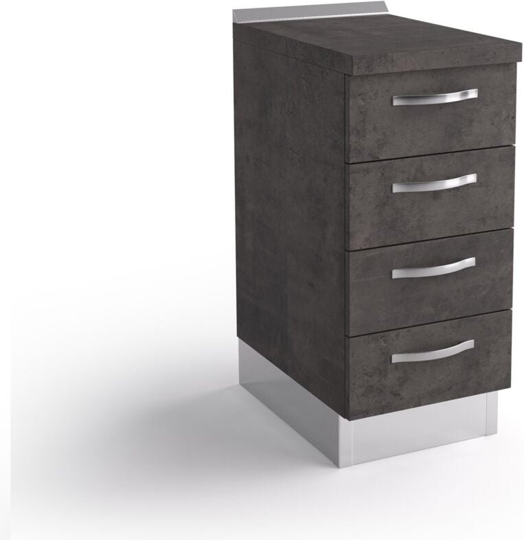 Küchenkommode mit Untergestell 40x60x84 cm aus lavafarbenem Holz mit vier Schubladen - Massa