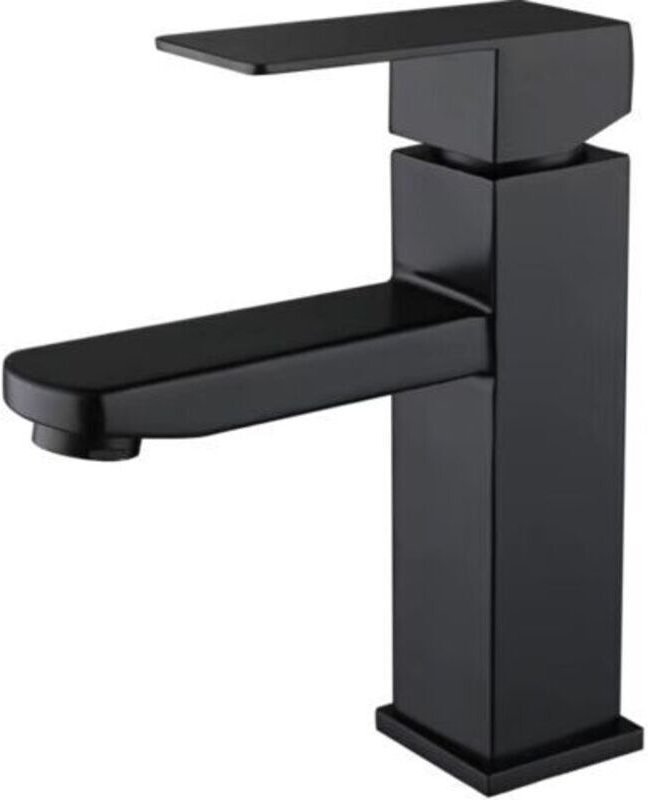 Schwarzer Edelstahl-Einhebel-Waschtischhahn, Warm- und Kaltwasser, schwarzer Spültischhahn, schwarzer Badmischer (ohne W...