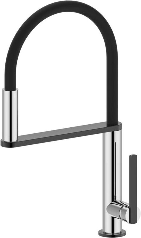 Nimoa - Spültischarmatur mit flexiblem Arm, verchromt/schwarz MA640GM - Sapho