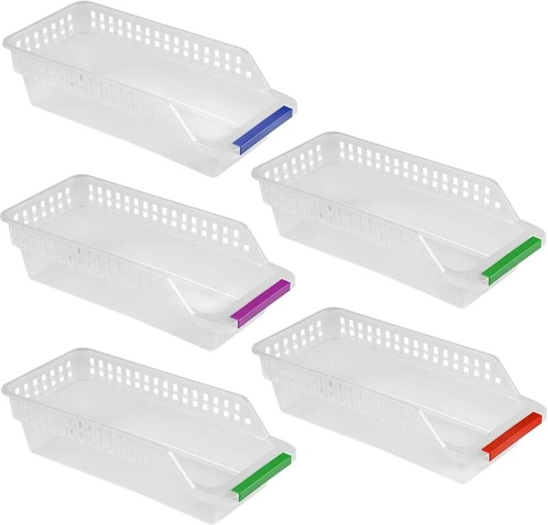 Kühlschrankaufbewahrung, stapelbarer Kühlschrankkorb, Aufbewahrungskörbe aus Kunststoff für die Küchenausstattung (5er-S...
