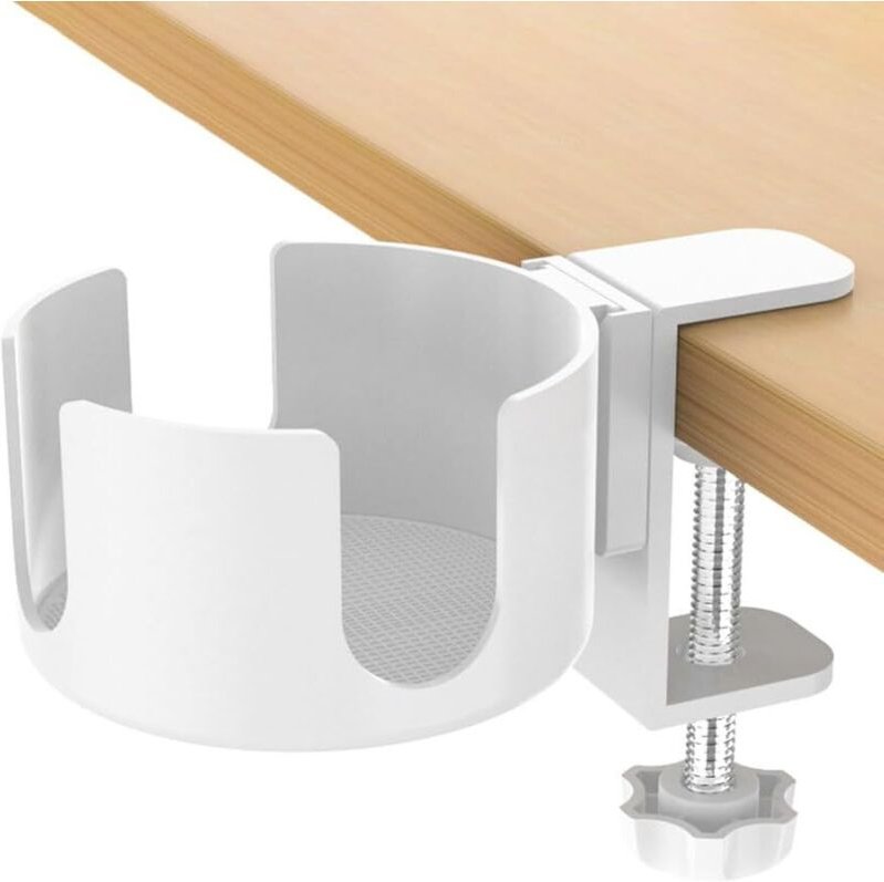 Weißer, dreifach verstellbarer, auslaufsicherer Tischbecherhalter/Dosenhalter – einfache Tischmontage