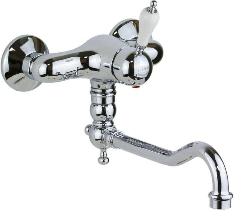 Retro-Modell Wand-Spültischmischer in Chromfarbe NICE 600032CB Chrom