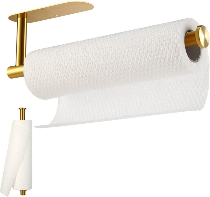 Küchenrollenhalter – selbstklebend oder zum Anbohren – Wandmontierter Küchenrollenhalter für unter den Küchenschrank – g...