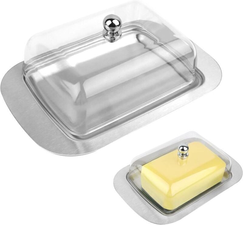 Butterdose, Butterdose aus Edelstahl, Butterdose mit Deckel und Griff, fasst 250 g Butter, geeignet zur Aufbewahrung von...