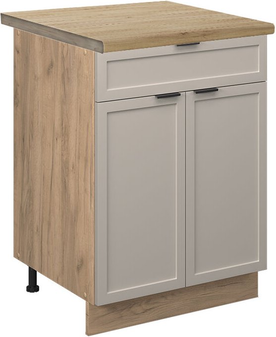 Vicco - Schubunterschrank Fame-Line, GrauBeige, 60 cm mit Schublade, ap Eiche