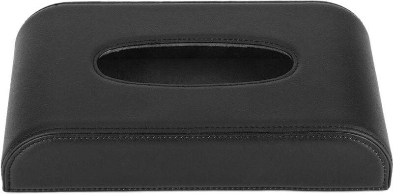 Schwarzer Taschentuchboxhalter aus PU-Leder fürs Auto – multifunktionaler automatischer Papierorganizer