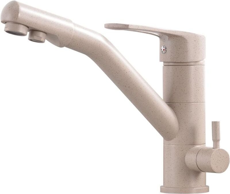 3-Wege-Küchenarmatur, 360° schwenkbar, flexibler Auslauf, Spültischmischer, G3/8" (beige)