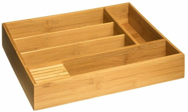 Besteckkasten Organizer, 100% Bambus, 5 Fächer, 38 x 28 cm