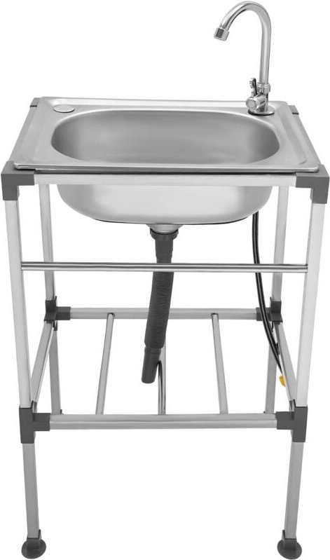 Küchenspüle aus Edelstahl, multifunktionales Waschbecken mit Armatur, Abflussrohr, freistehende Gewerbespüle für Küche u...