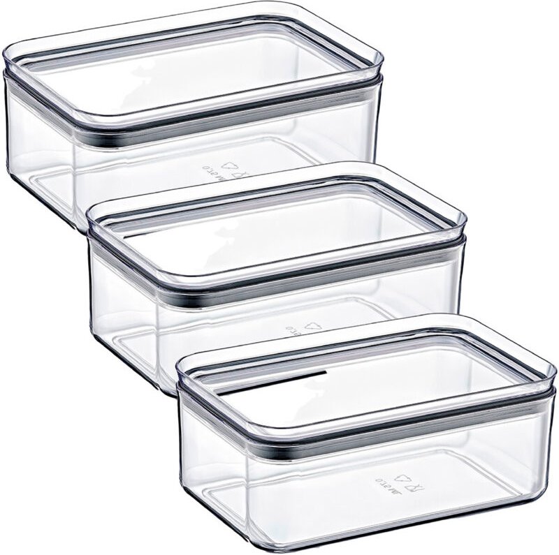 7h Seven House - 3er-Pack kleine rechteckige luftdichte Lebensmittelbehälter 10,5 x 16,5 x 7,5 cm 7house