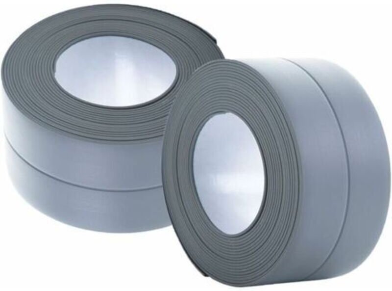 (2 Stück Grau) Flexible Fußleiste – Abschlussleiste für Küche und Bad 22 mm 3,2 m, selbstklebende Dichtung, flexibles Fa...