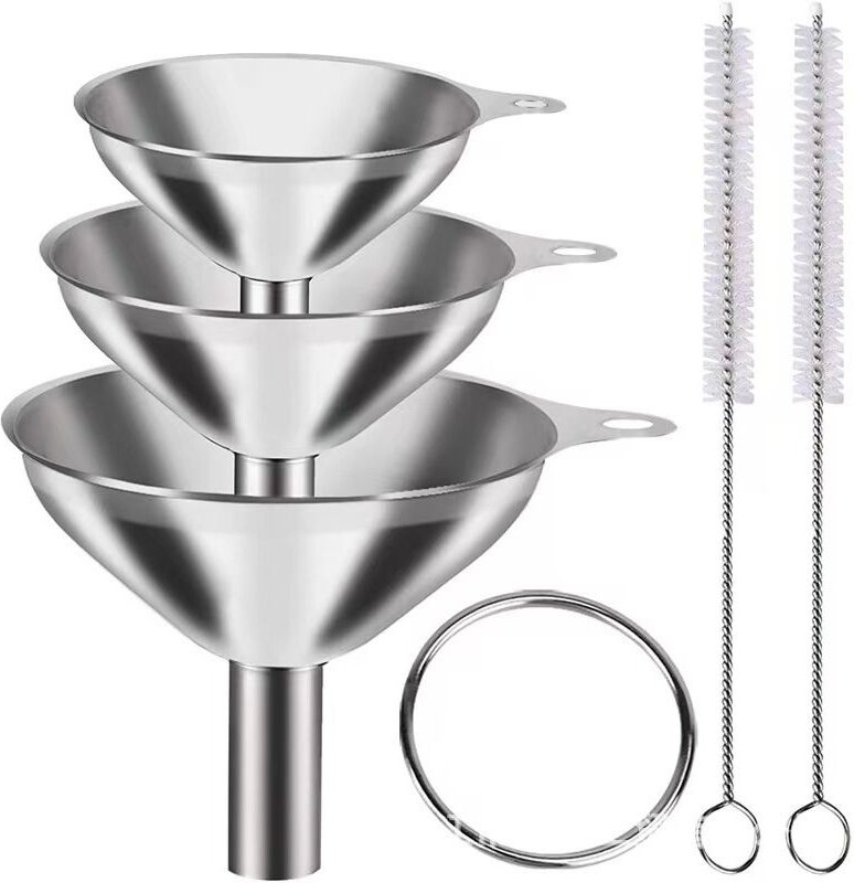3-teiliges Set Küchen-Trichter aus Edelstahl zum Abfüllen von Flüssigkeiten, Gewürzen, Umfüllen von Öl, Saft, Pulver und...
