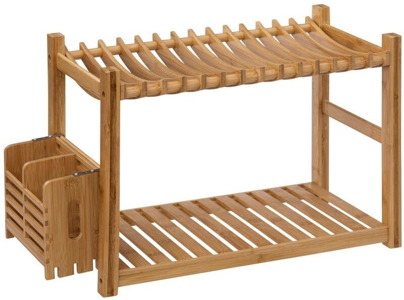 5five Simply Smart - Geschirrabtropfgestell, 2 Ebenen, mit Besteckhalter, Bambus, 53 x 24,7 x 33 cm