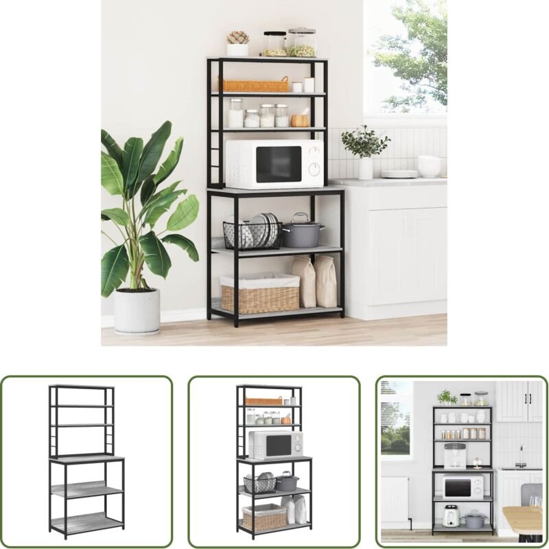 Industriestil - Küchenregal Graues Sonoma 80 x 40 x 168 cm Holzwerkstoff