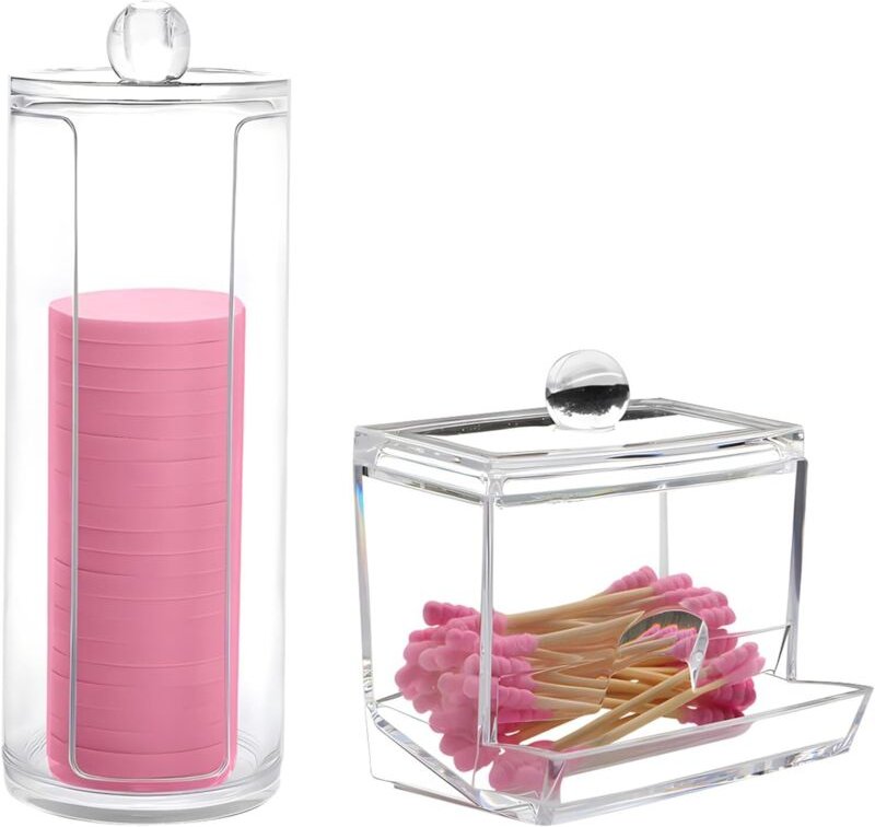 CAILI Wattestäbchen-Aufbewahrungsbox, Kosmetik-Aufbewahrungsbox, Transparente Wattestäbchenbox, Kosmetik-Aufbewahrungsbo...