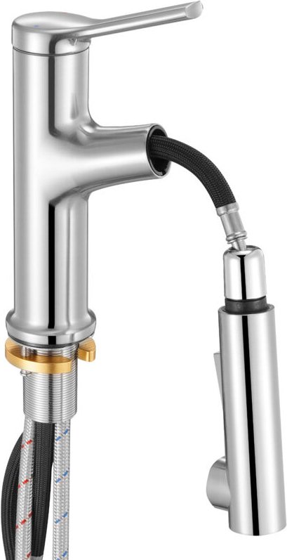 Mophorn Waschtischarmatur aus gebürstetem Nickel und Edelstahl, Wasserhahn mit ausziehbarer Brause, wassersparend und Ei...