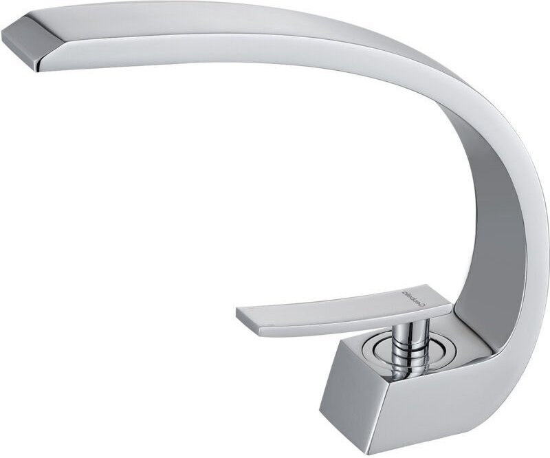 Verchromter Waschtischhahn mit Zuleitung, Einloch-Waschtischarmatur mit einzigartigem Design, Waschtischmischer