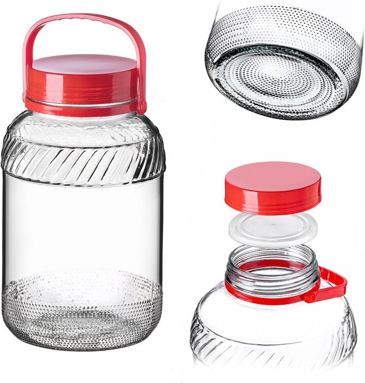 KADAX Einmachglas, Glas, 5 l, mit Deckel und Griff, zum Einlegen von Kohl, für Gurken