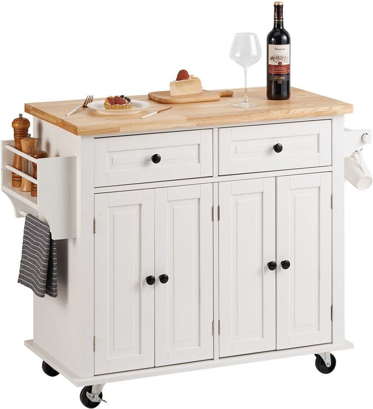 VEVOR Servierwagen Küchenwagen 1100 x 450 x 825 mm, 136 kg Belastbar Kücheninsel Küchenschrank, Rollwagen Küchentrolley ...