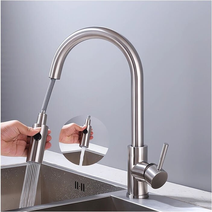 Wasserhahn Küche ausziehbar Küchenarmatur mit 2 Strahlarten Geschirrbrause Spültischarmatur Edelstahl Armatur Küche 360°...