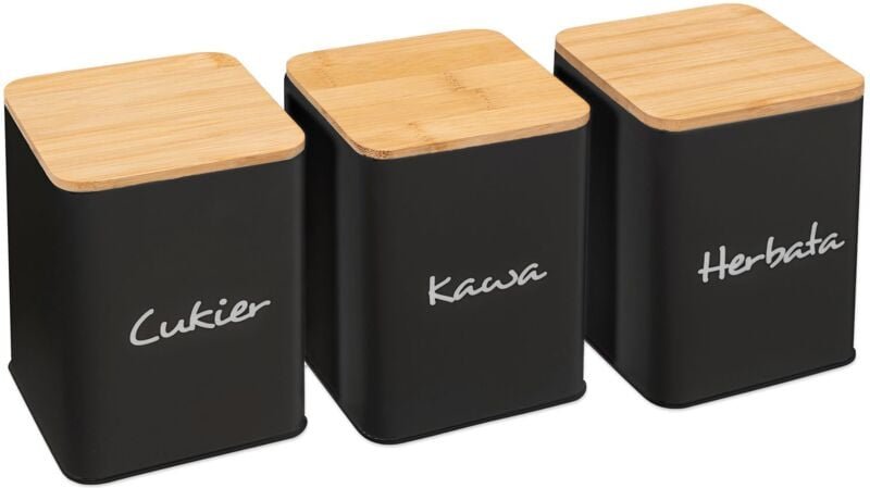 Set 3 zucker kaffee tee container black