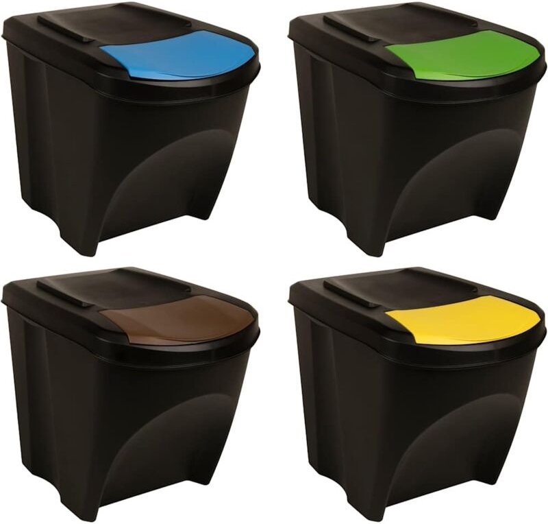 Stapelbare Mülleimer 4 Stk. Anthrazit 100 L vidaXL