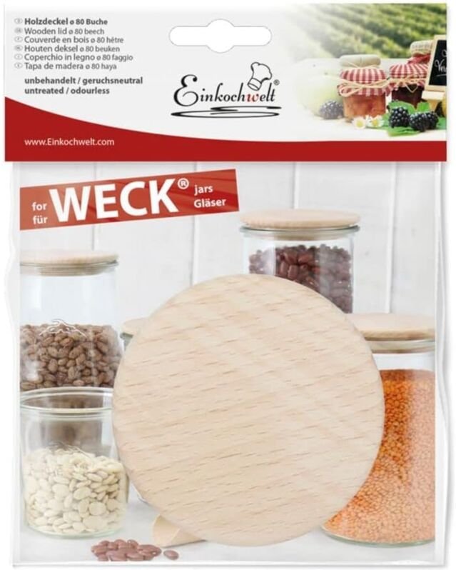 Holzdeckel 80mm Buche - Weck