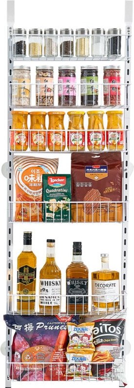 Mophorn - Vorratsschrank Speisekammer-Organizer mit 6-stufigen Hängeregalen aus Stahl, verstellbare Wandregale für Küche...