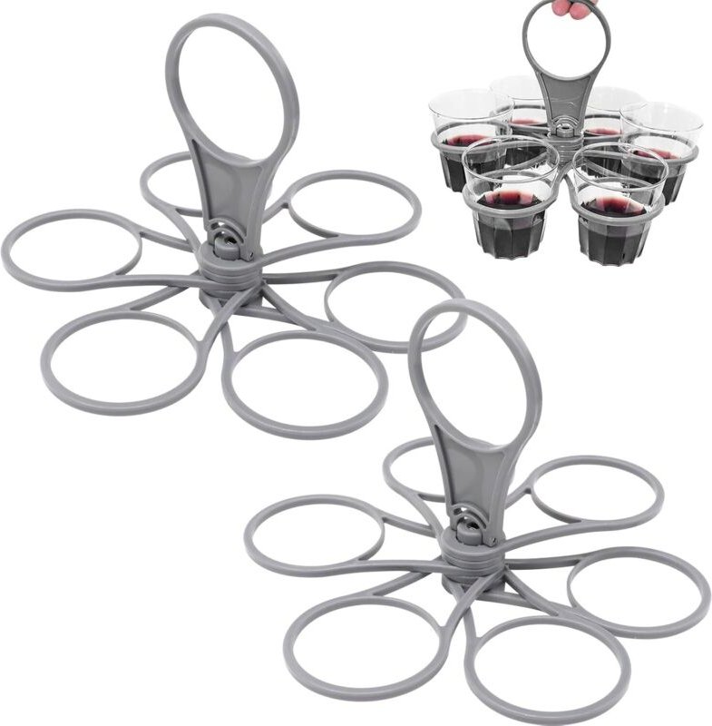 Set mit 2 zusammenklappbaren Becherhaltern mit Griffen – Fassungsvermögen 6 Becher, wiederverwendbar – für Festivals, Ko...