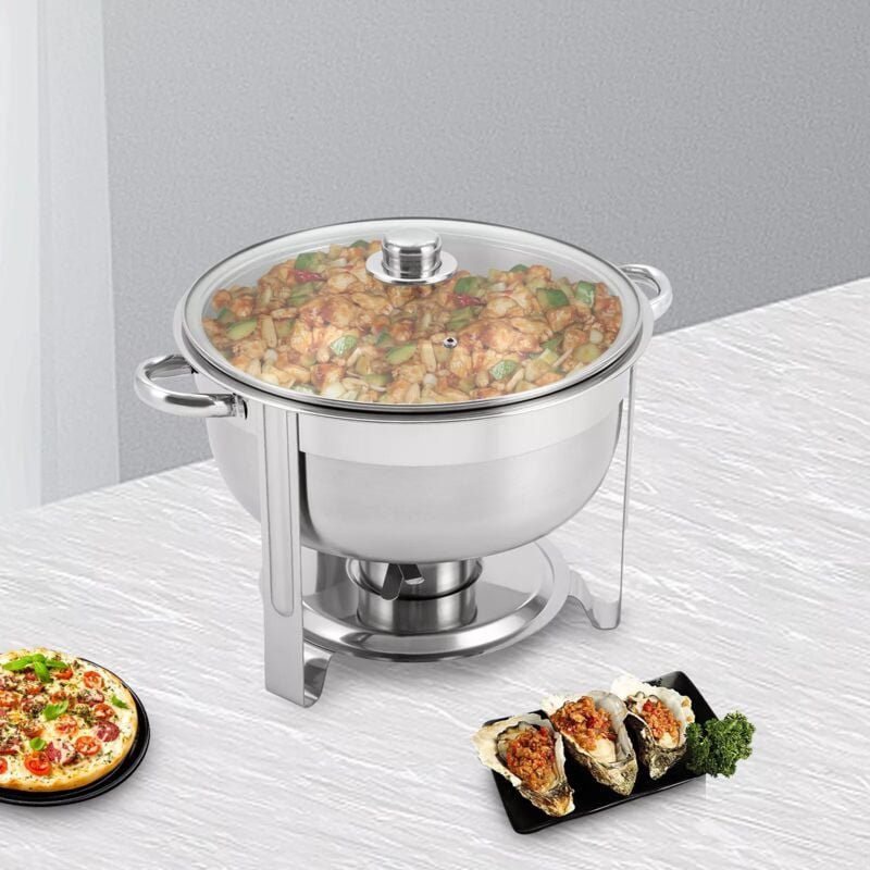 Thumbnail - Gojoy - 8.5L/2.25Gal Rund Chafing Dish Edelstahl Speisenwärmer Wärmebehälter Buffet Pan