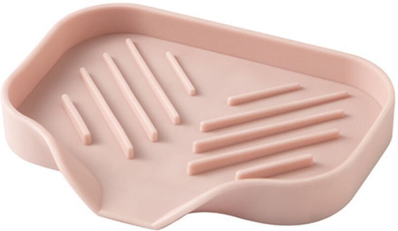 Hellrosa Schwammhalter aus Silikon, 12,5 x 10 x 1,7 cm, 1 Spülbecken-Organizer, Ablage, Seifenbürste, geeignet für Küche...