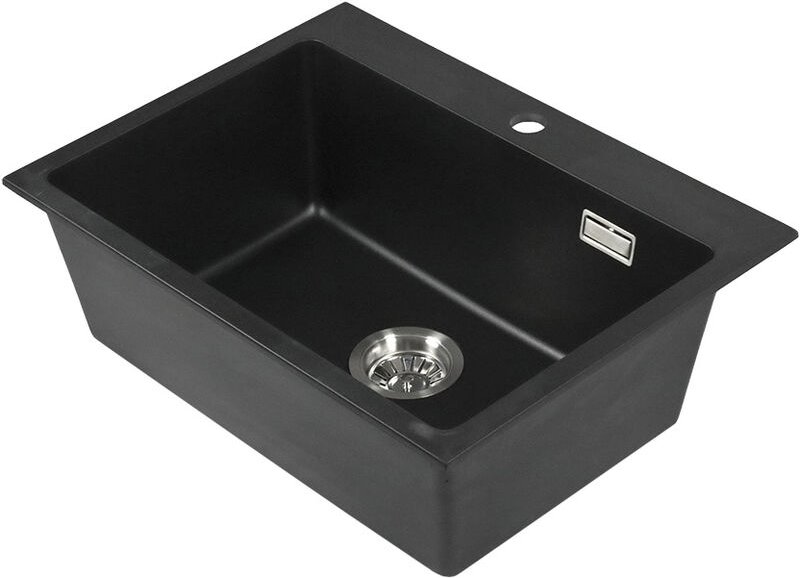 Stabilo-sanitaer - Einbauspüle 'Kingston' mit Zubehör schwarz Granitoptik