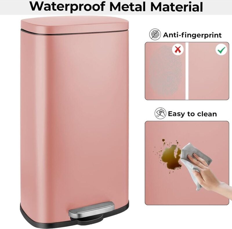 30 Liter Küchen-Mülleimer, Treteimer aus Metall und Stahl mit Deckel, herausnehmbare Inneneimer mit Soft-Close-Funktion,...