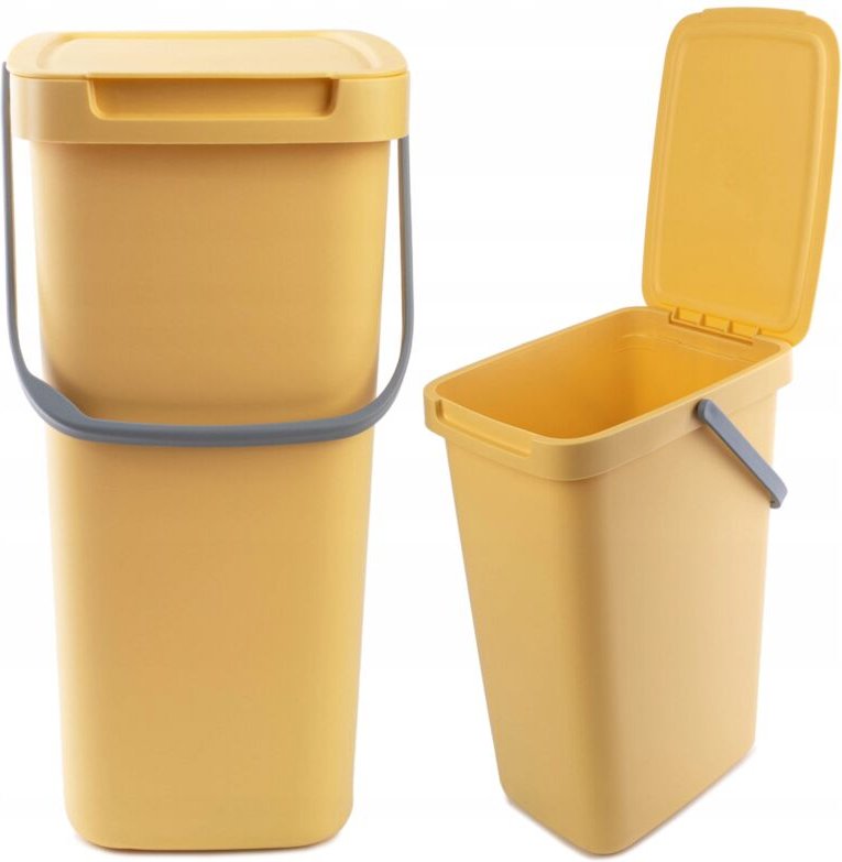 Mülleimer mit Deckel und Tragegriff, Kunststoff, zum Recycling, rechteckig mit Klappdeckel (ge - Kadax