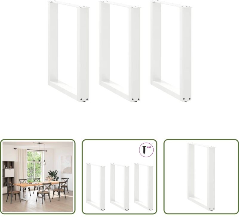 Esstischbein - Esstischbeine U-Form 3 Stk. Weiß 70x(72-73) cm Stahl