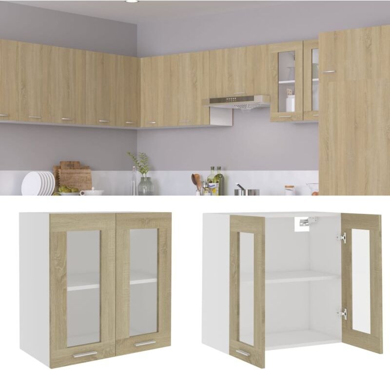 Maison Exclusive Hängeglasschrank Lyon Sonoma-Eiche 60x31x60 cm