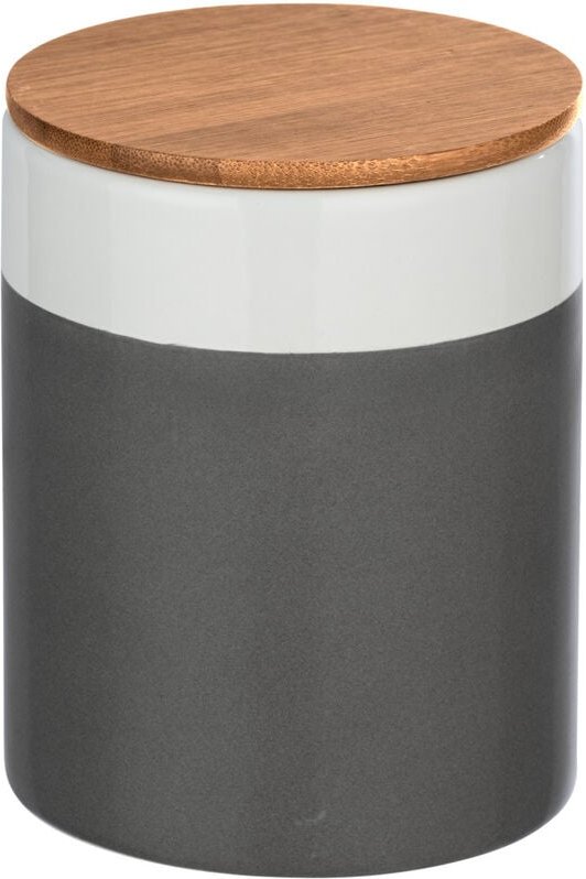 Aufbewahrungsdose Malta 0,95 l hochwertige Keramik, Keramikdose im trendigen Farbblockdesign in Grau/Weiß, Grau, Keramik...