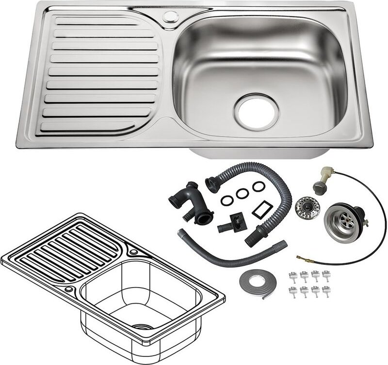 Einbauspüle 72CM Spülbecken Edelstahl Küchenspüle Waschbecken Spüle - Melko