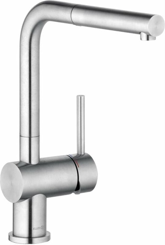 L Steel - Waschtischarmatur mit ausziehbarem Endstück, Edelstahl gebürstet 45851F877 - Kludi