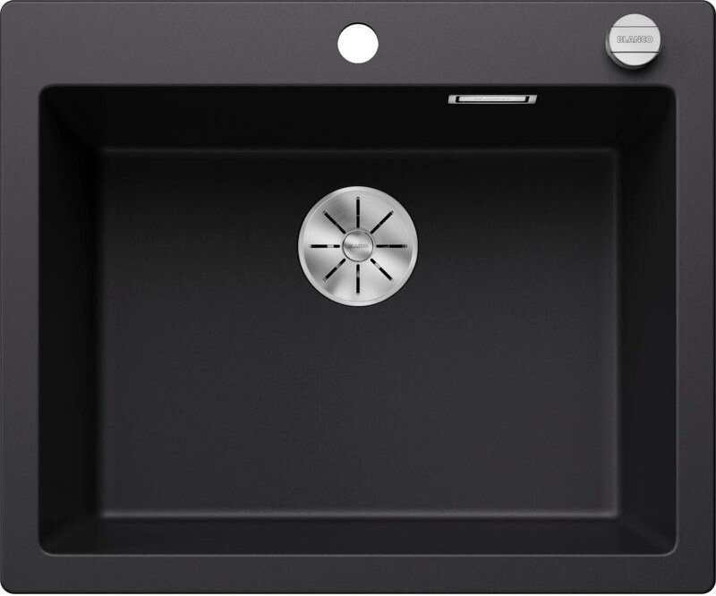 Pleon 6 - Silgranitspüle, 62x51 cm, mit Ablaufsystembedienung, Schwarz 525954 - Blanco