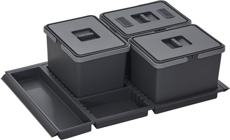 So-tech - Abfallsammler Metropolis 15+15+15L mit Deckel Müllsystem für Auszug Korpusbreite 80 cm